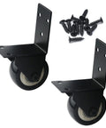 Two Pack Swivel Caster Wheels With L Shaped Plate, 50mm Diameter Silent Caster Replacement, Black, Includes M4x25mm Screws