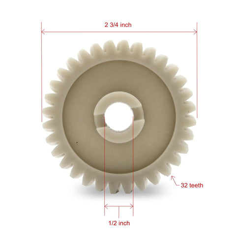 Drive Gear Replacement For Chamberlain Garage Openers HD600 PD100 PD200 PD210 PD210D With One Half Inch Bore And Two And Three Quarter Inch Outside Diameter 32 Teeth White
