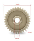 Two 32 Tooth Garage Door Drive Gears Replacement For Chain Drive Openers Compatible with Chamberlain Sears Craftsman, shown with dimensions.
