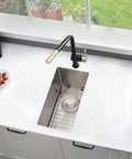 10 Inch Undermount Bar Sink Built From 16 Gauge Stainless Steel, Single Bowl Bar Prep Sink showcased in a modern countertop