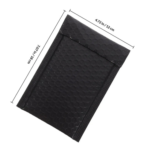 Black Padded Bubble Mailer Envelopes 12x18 inches with bubble texture and size markings on white background