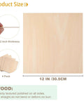 4-pack basswood sheets, 12x12 inches, 1/12 inch thick, unfinished wood boards for laser cutting and crafts, Amazon