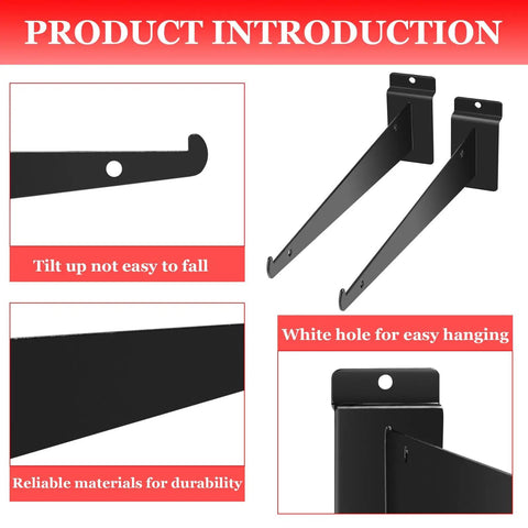 Heavy Duty Slatwall Knife Shelf Brackets 24 Pack 10 Inch Metal Shelf Brackets With Lip For Slatwall Panels Black