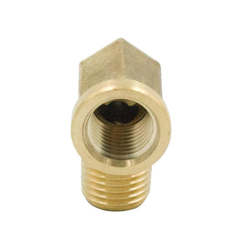 Brass 1/8 in NPT street 90° elbow, male x female, forged pipe fitting (front view)