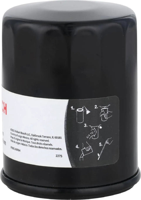 Premium Oil Filter With Filtech Filtration Technology That Sends Dirt Packing For Acura MDX RDX RSX TL Honda Accord Civic CR V Pilot Infiniti Nissan And More, close-up of black filter with illustrated instructions