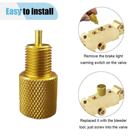 Shop Grade Brake Proportioning Valve Bleeder Tool For Non Adjustable Combination Valves delivers quick bleed flow, gold aluminum design.