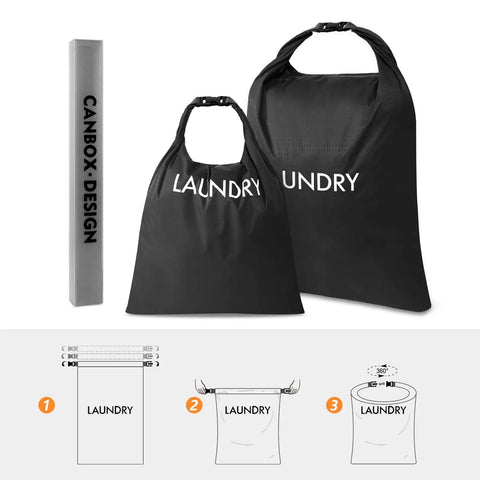 Two Pack Waterproof Travel Laundry Bags With Roll Top Seal For Wet Dry Separation And Odor Control Packable Space Saver