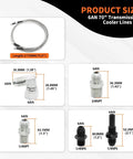 70 Inch Braided 6AN Transmission Cooler Hose Kit For TR6060 C5 C6 AOD 4L60E 4L80E TH350 TH400 700R4 2004R Heavy Duty Fluid Line Set