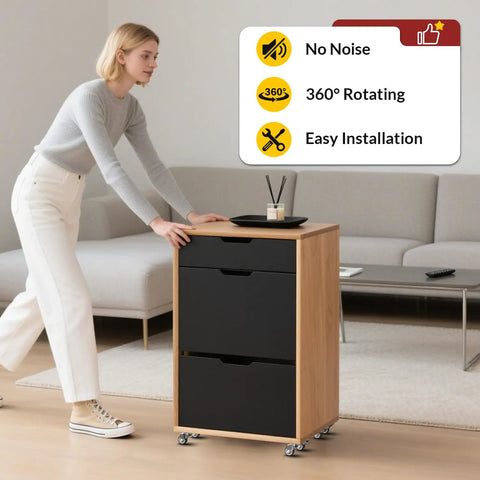 Heavy Duty 1 Inch Low Profile Caster Wheels For Household Furniture Set Of 4 featuring smooth glide on a rolling storage cabinet.