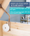 Soft Close Toy Box Hinges With Lid Support For Wooden Chests Slow Closing Chest Hinge Pack Of 2 Safe And Quiet Toy Storage Lid Stay Open Mechanism For Kids Toy Box installed on wooden chest