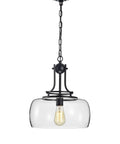 Dope Matte Black Pendant Light With Glass Shade, Sleek Single Fixture For Kitchen Island Or Dining Room, E26 60W Bulb Not Included