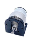 DC 12V Reduction Gear Motor Featuring Optical Encoder For Dead On Precision Tuning And 20 To 1 Ratio Rock Solid Build side view with mount.