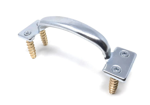 Heavy Duty 20 Pack Stripped Screw Hole Repair Kit With Premium Metal Wall Anchors showing a metal handle and brass hinge screws.