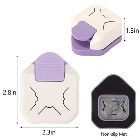 Sleek Two Piece Paper Corner Rounder Kit With Three In One Multi Size Cutter For R4 R7 R10mm Radius And Irregular Angles No Sweat Flip Design Trims Cardstock And Business Cards Fast For Perfect Craft Output Daily