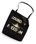 Sound Of Freedom Pilot Outfit Tee For Aviation Junkies And Airshow Fans printed on black 16x16 tote bag with airplane design