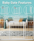 Extra Wide Walk Through Baby Gate 43 To 48 Inches in a living room setting showing dual-swinging doors and automatic close feature.