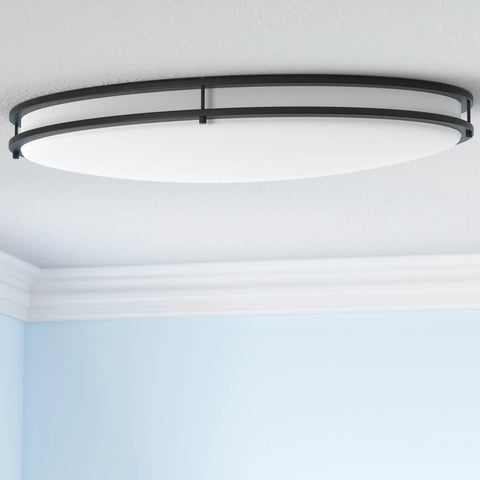 32 Inch Oval Flush Mount LED Light Fixture With 3CCT Dimmable Energy Star ETL Listed Low Profile Double Ring 45W