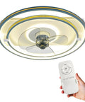 Bladeless Low-Profile Ceiling Fan With Lights Remote Control Dimmable LED Smart Round Enclosed Ceiling Fan For Bedroom