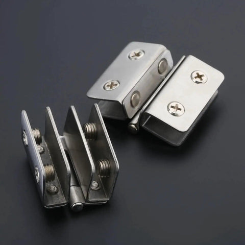 4 Pack 180 Degree Glass Door Hinges Adjustable Double Sided Clips Stainless Steel Cabinet Cupboard Glass Clamps For 5 To 8mm Thick Panels Dope