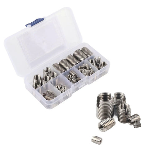Top Notch Stainless Steel Self Tapping Thread Inserts And Repair Kit For M3 To M12 Bolts With Rock Solid Grip Plus Vibration Resistant Design That Keeps Everything Locked Tight And Ready For Any Heavy Duty DIY Or Professional Job Today. stainless thread insert kit in plastic organizer
