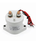 Heavy Hitter 200A DC Contactor Relay Switch For EV Charger Stations High Voltage Power Controller With Mini Breaker Protection, top view with wires.