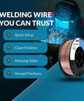 Go-To ER70S-6 MIG Wire For Mild Steel.030 Inch, 10 Pound Spool, Low Splatter with Welder in Background