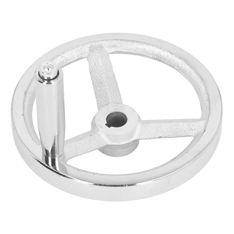 Lathe Handwheel 160mm Rotary Chrome Plated Cast Iron Round Wheel With Removable Handle 16mm Bore Built Tough For Quick Machine Setup