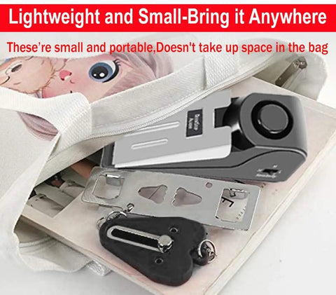Door Stop Alarm And Hotel Door Lock Dual Protection Security Kit Portable Pocket Door Stopper in a bag