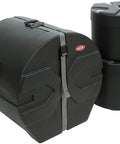 Badass 3 Piece Drum Case Bundle Delivering Rock Solid Rotomolded Armor For 18x22 Kick Bass Drum Floor Tom And Rack Tom. Black hard-shell cases.