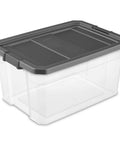 Heavy Duty 76 Quart Plastic Storage Bins With Snug Lids For Garage Organization Knock Out Messy Clutters With These Stackable Clear Base Gray Lid Totes.