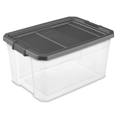 Heavy Duty 76 Quart Plastic Storage Bins With Snug Lids For Garage Organization Knock Out Messy Clutters With These Stackable Clear Base Gray Lid Totes.