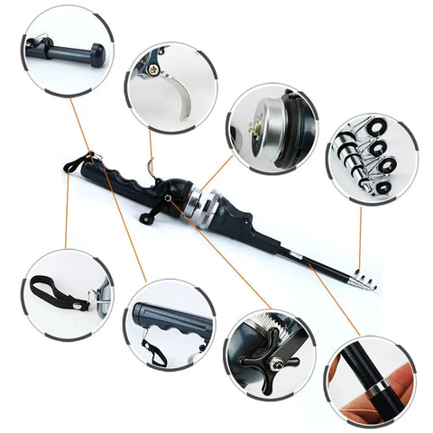 Pocket Sized Mini Fishing Rod And Reel Combo With Telescopic Ultra Compact Foldable Design For Travel Hiking Backpacking
