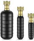 Multi Size Rubber Drain Bladder Kit For Knocking Out Dang Clogs In 1 To 6 Inch Pipes Fast No Sweat Bathroom Sink Shower Or Pool Unclogger That Hooks Up To Standard Garden Hoses For A Quick Home Plumbing Fix - Three black rubber drain bladders of varying sizes with gold-colored tops.