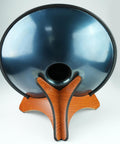 Built Like A Tank Wood Handpan Stand, Compact Display Rack For Steel Tongue Drums, round steel drum on wooden base