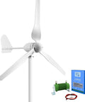 800W 48V Wind Turbine With Hybrid Charge Controller Kit Three Blade Outdoor Wind Power Generator for Home RV Boat Car Off Grid Living DIY Friendly And Ready To Go, showing white three-blade turbine and blue control unit.