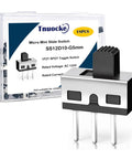 Mini Vertical Knob Slide Switches 18 Pack With Super Smooth Spdt Toggle Action Heavy Duty Panel Mount Micro Switch AC 125V 2A 1P2T image showing switch design and packaging.