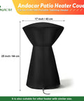 Rugged Waterproof Patio Heater Cover For Portable Tabletop Heaters 18-Inch By 25-Inch Fits COH-500 And Similar Infrared Heaters Tear Resistant Oxford Cloth displayed upright.