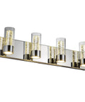 Led Vanity Lighting Fixture For Bathroom With Champagne Bubble Crystal Shades In Chrome Finish Dope Modern 4 Light Bar Vanity Light For Bright Fresh Bath