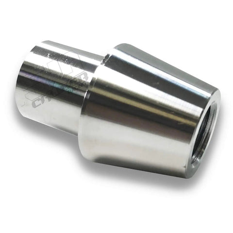 Right Hand Thread Weld-In Bung For 1.75 Inch Round Tubing 0.095 Inch Wall Beefy Steel Tubing Adapter For Heim Joints And Panhard Rod Ends Ideal For Sand Rails UTVs Race Cars Hot Rods Sway Bars Three Quarter Inch By Sixteen Thread; polished chromoly bung