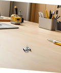 Heavy Duty Stainless Steel Cabinet Door Latch Set With Double Roller Catch Spring Loaded Cabinet Lock on wooden desk