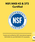 Certification badge indicating NSF/ANSI 42 & 372 standards for Pro Water Filter Replacement For Standard Pitchers And Dispensers NSF Certified 6 Count 1 Year Supply Fits Most Major Filter Systems And Replacements For Classic And Standard Size Pitchers.