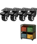 Heavy Hitter 4 Inch Furniture Caster Wheels Featuring Quiet Polyurethane Rollers And Secure Locking Swivel Brakes Built For No Sweat Furniture Hauling And Long Haul Durability 4 Pack with black locking casters and storage cart.