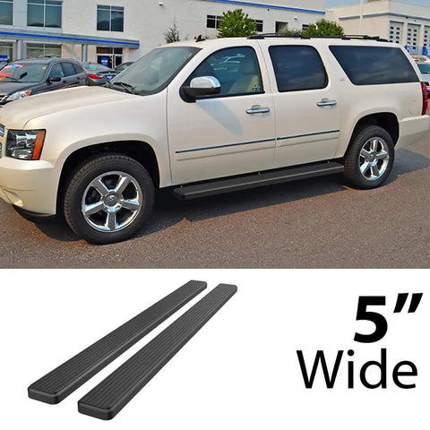 5 Inch Black Running Boards For Chevy Suburban 2000-2014 2500 4Door And GMC Yukon XL 2000-2014 Nerf Bar Side Steps installed