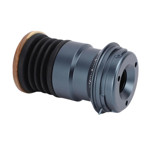 Crush Your Daily Brew Routine With This Straight Fire Manual Coffee Grinder Featuring A Rich Walnut Wood Lid And Nifty Silicone Bellow Blower For Zero Waste Single Dose Grinding At Home - metal and silicone grinder detail