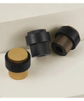 Stylish Knurled Brass Floor Mount Door Stopper With Non Magnetic Bumper Catch Holder To Block Doors And Protect Walls In Your Home displayed in three colors.
