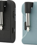 Telepath Wireless System for Guitar and Instruments, 5.8GHz Digital Channel, Mystic Ice Blue and black units, front view