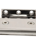 Built Like A Tank 304 Stainless Steel Single Side Hinge For Toughened Glass Doors And Bathroom Panels Heavy Duty Hardware Fitting Worth Every Penny Includes Mounting Kit, detailed view of hinge's top and base.