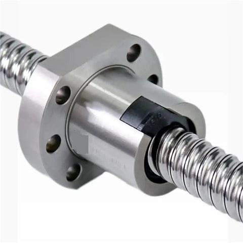 High Precision C5 RM2010 Ballscrew With Flange Ballnut End Machine For 3D Printer Custom CNC Machining Rod 500mm close-up view with polished chrome finish.
