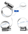 SMLCON heavy-duty hose clamp set, 14 pcs, size 4 (3/8–5/8 in), stainless steel 304, worm-gear drive