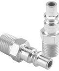 A Style 1/4 Inch MNPT Air Plug Silver 10 Count Pack For Quick Connect Systems Milton Compatible With A Style Couplers And Many Industrial Fittings Easy Fit With 1/4 Basic Flow Size. Silver steel air plug set with threaded MNPT end